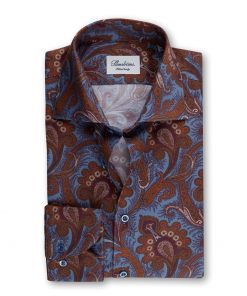 Stenströms Fitted Body Paisley Shirt Blue-brown