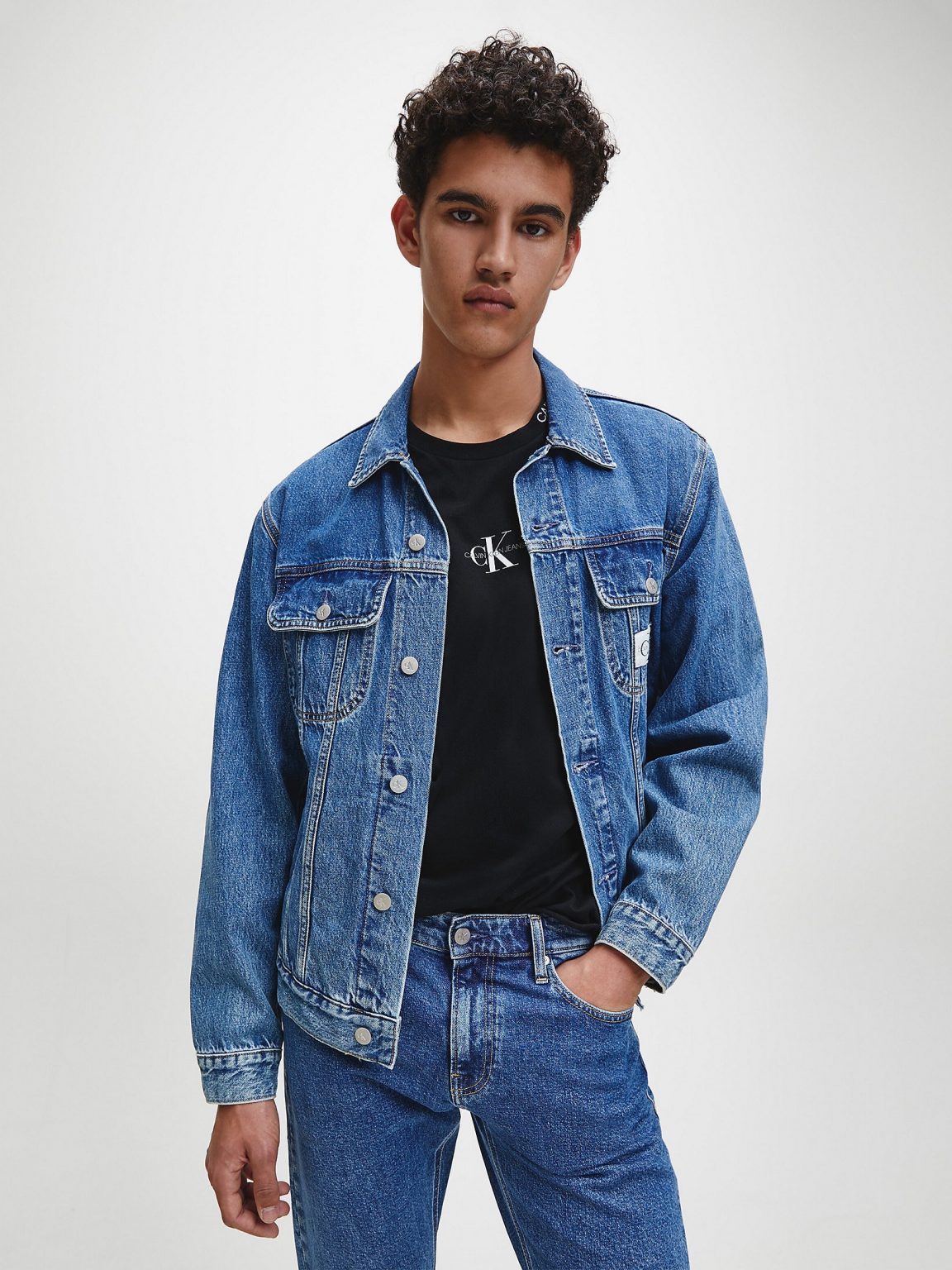 Men's Calvin Klein 90s Denim Jacket Mid Blue - Aukia Menswear