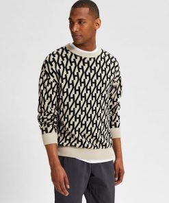 Selected Homme Beness Knit Crew Oatmeal