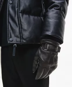 Calvin Klein Leather Gloves Black
