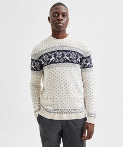 Selected Homme Newdeer Christmas Knit White