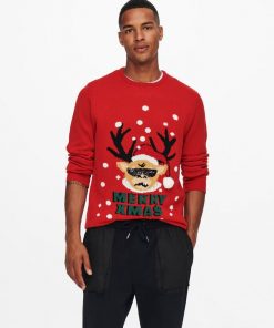 Only & Sons X-mas Sweet Santer Knit Pompeian Red