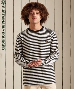 Superdry Striped Workwear Long Sleeve Top Ecru Stripe
