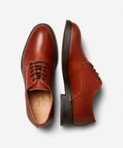 Selected Homme Blake Leather Derby Shoes Cognac