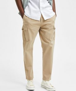 Selected Homme Tapered Cargo Trousers Chinchilla